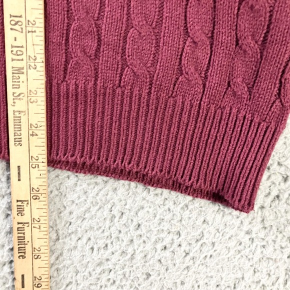 Brooks Brothers Sweater Vest Mens Large Burgundy Cable Knit V Neck Made USA - Picture 5 of 6